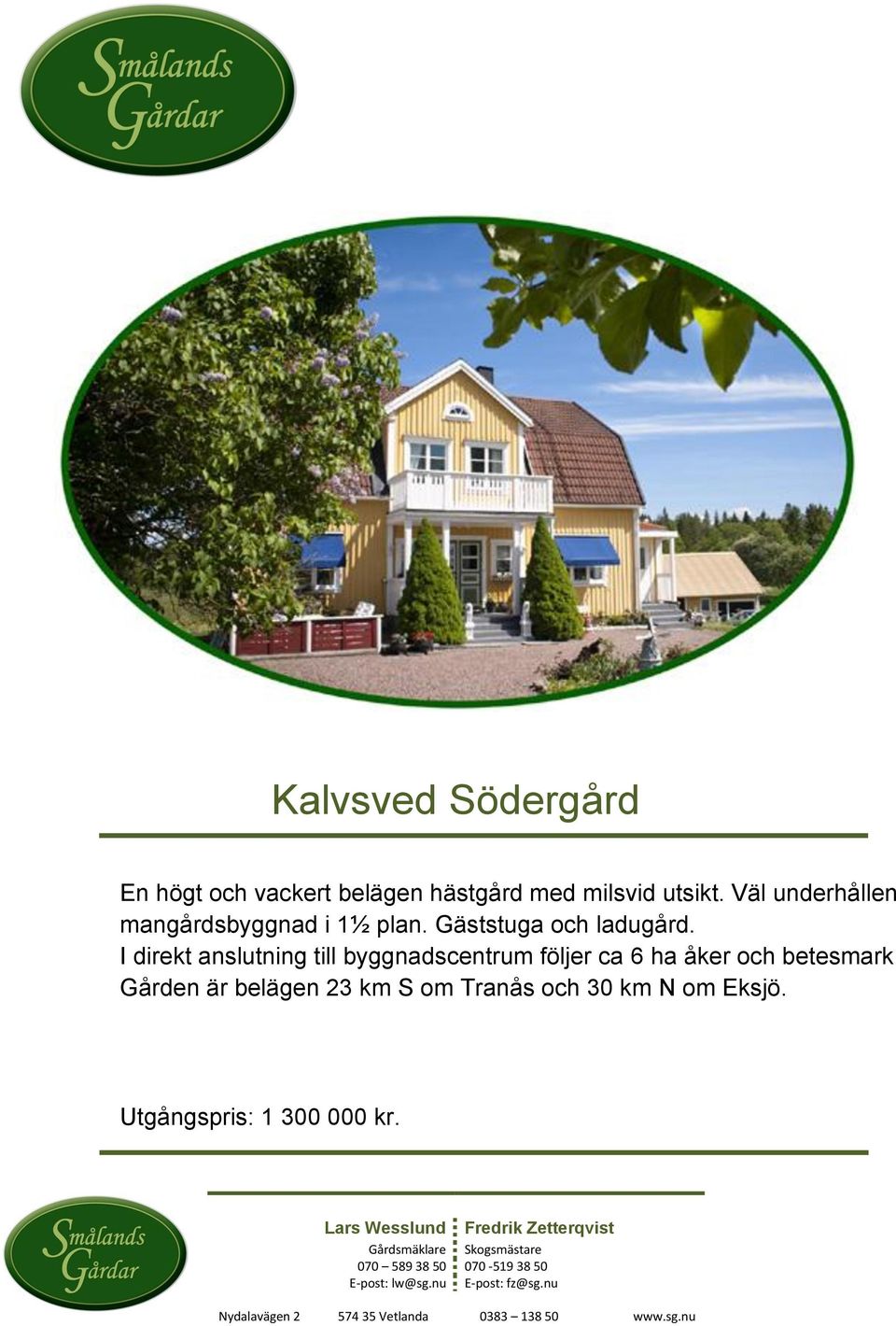 I direkt anslutning till byggnadscentrum följer ca 6 ha åker och betesmark