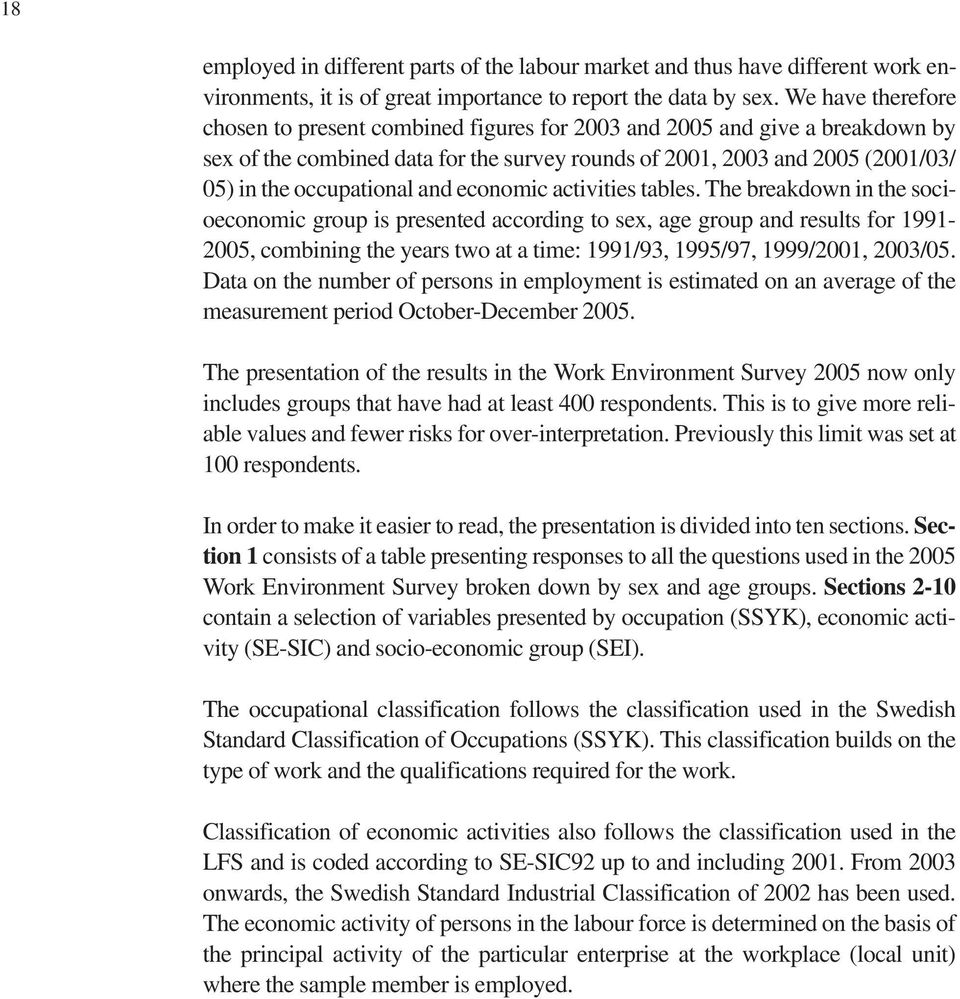 and economic activities tables.