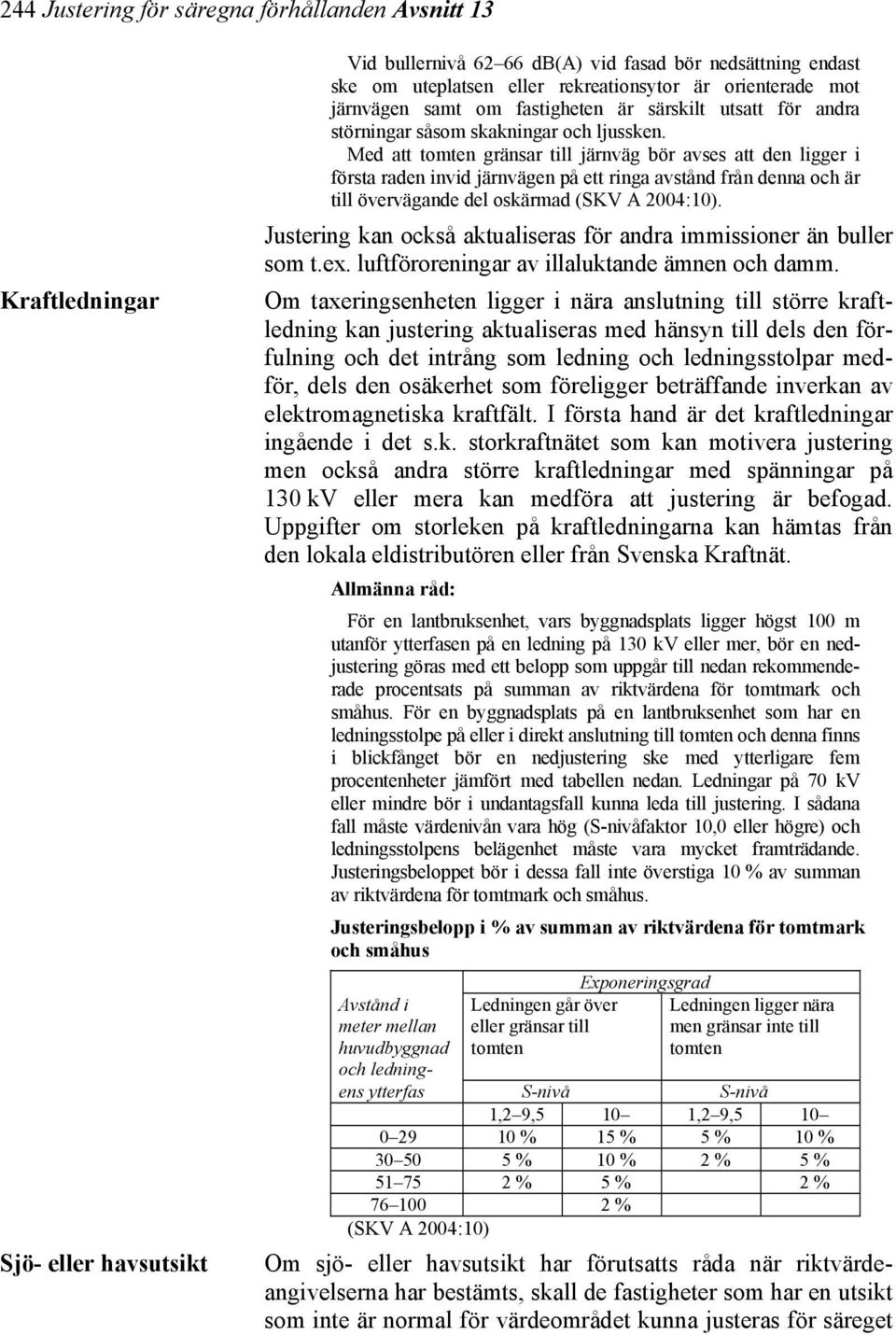 Med att tomten gränsar till järnväg bör avses att den ligger i första raden invid järnvägen på ett ringa avstånd från denna och är till övervägande del oskärmad (SKV A 2004:10).