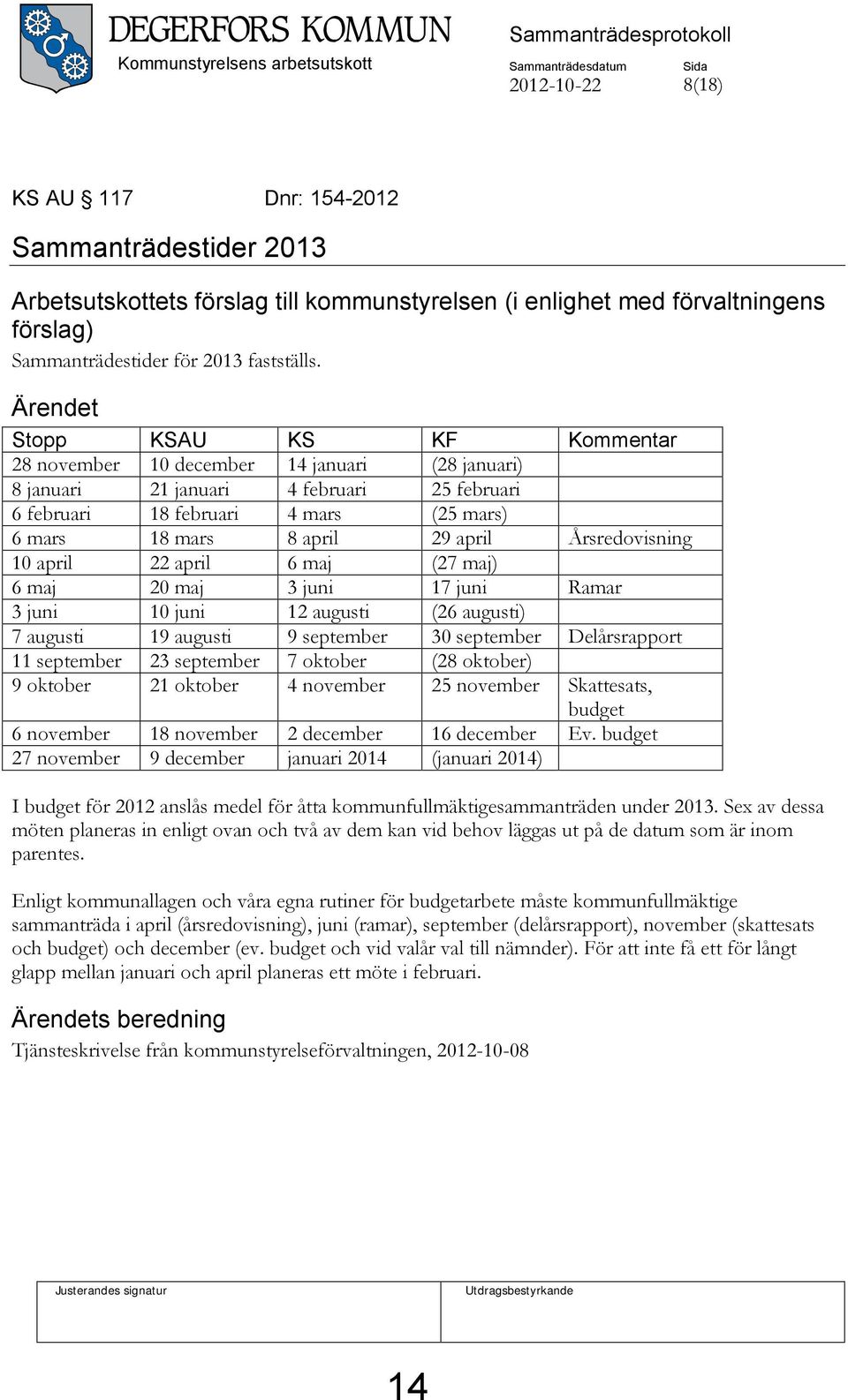 Ärendet Stopp KSAU KS KF Kommentar 28 november 10 december 14 januari (28 januari) 8 januari 21 januari 4 februari 25 februari 6 februari 18 februari 4 mars (25 mars) 6 mars 18 mars 8 april 29 april