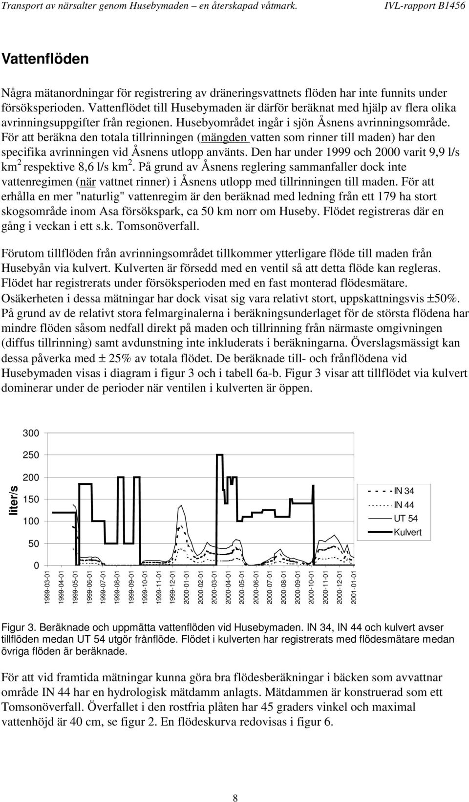 För att beräkna den totala tillrinningen (mängden vatten som rinner till maden) har den specifika avrinningen vid Åsnens utlopp använts.