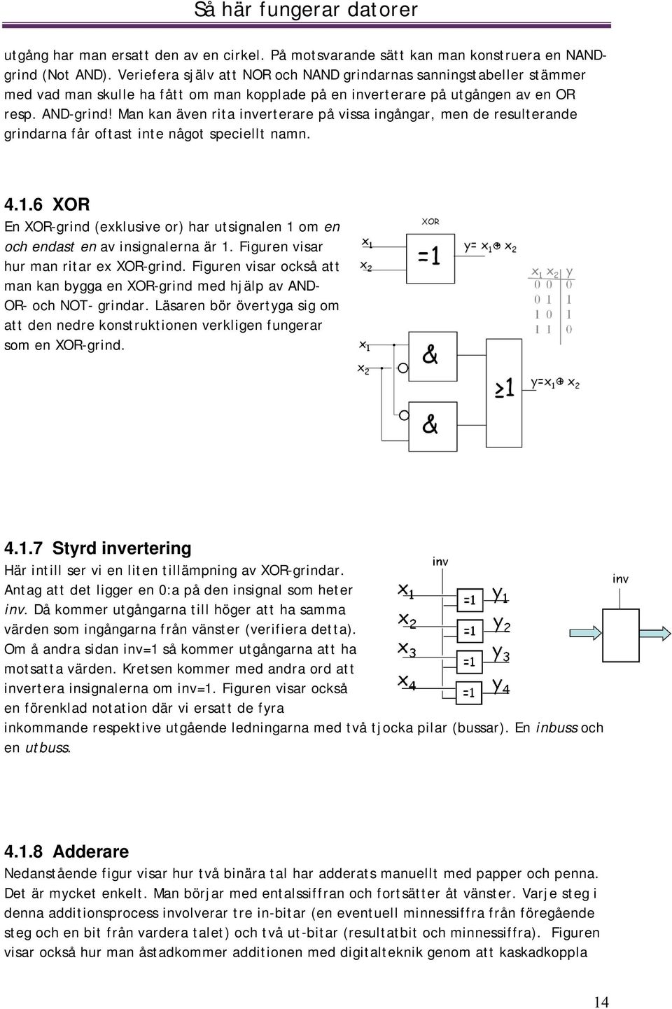 Man kan även rita inverterare på vissa ingångar, men de resulterande grindarna får oftast inte något speciellt namn. 4.1.