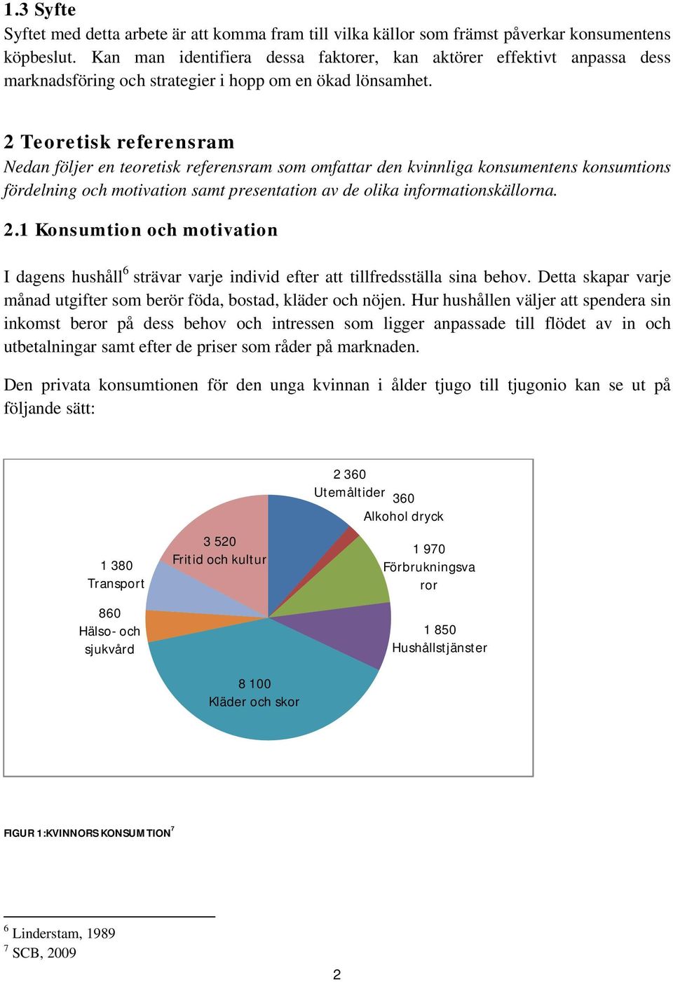 2 Teoretisk referensram Nedan följer en teoretisk referensram som omfattar den kvinnliga konsumentens konsumtions fördelning och motivation samt presentation av de olika informationskällorna. 2.