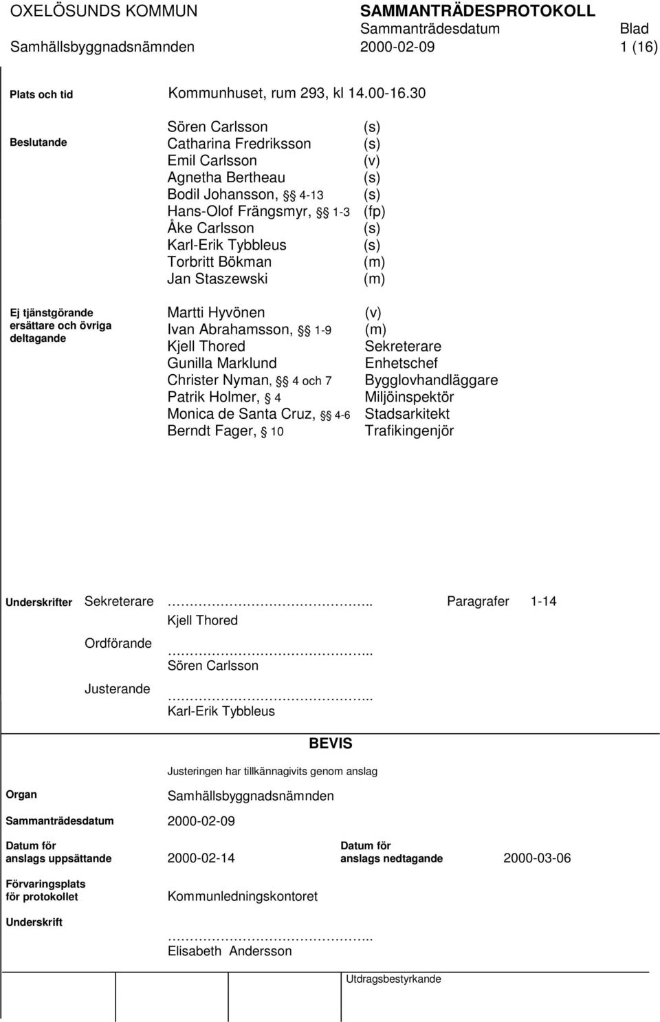 Karl-Erik Tybbleus Torbritt Bökman Jan Staszewski Martti Hyvönen Ivan Abrahamsson, 1-9 Kjell Thored Gunilla Marklund Christer Nyman, 4 och 7 Patrik Holmer, 4 Monica de Santa Cruz, 4-6 Berndt Fager,