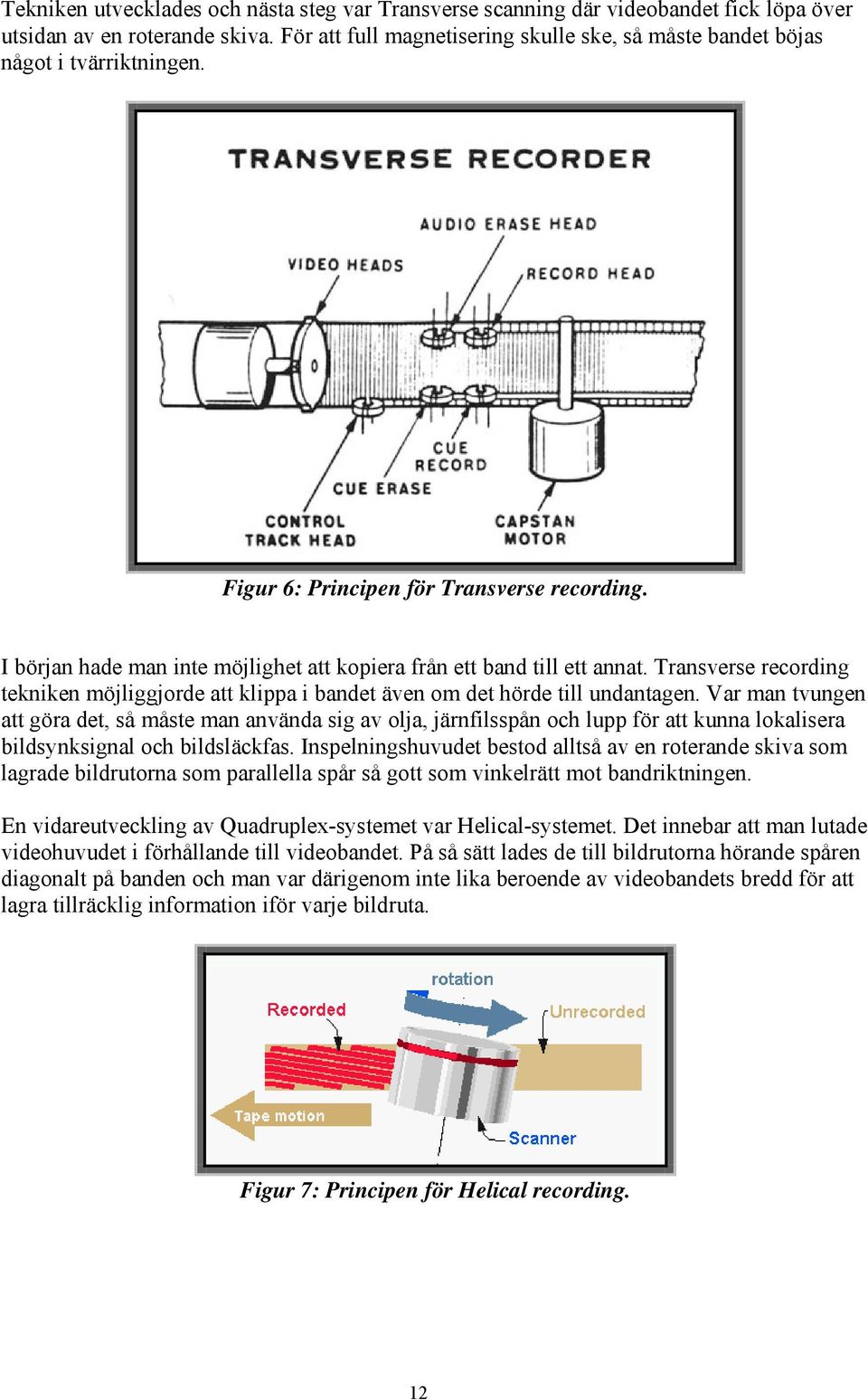 I början hade man inte möjlighet att kopiera från ett band till ett annat. Transverse recording tekniken möjliggjorde att klippa i bandet även om det hörde till undantagen.