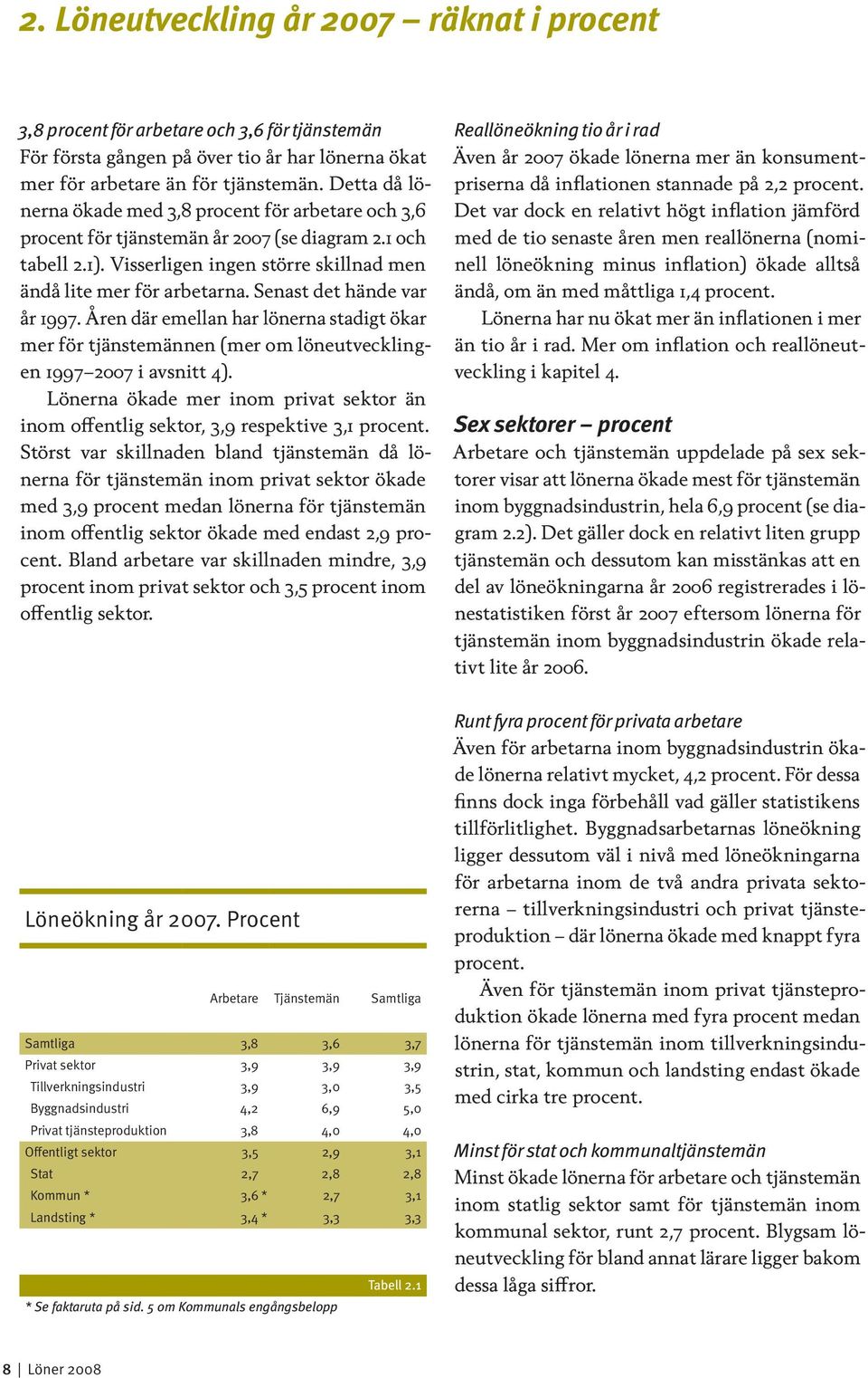 Senast det hände var år 1997. Åren där emellan har lönerna stadigt ökar mer för tjänstemännen (mer om löneutvecklingen 1997 2007 i avsnitt 4).