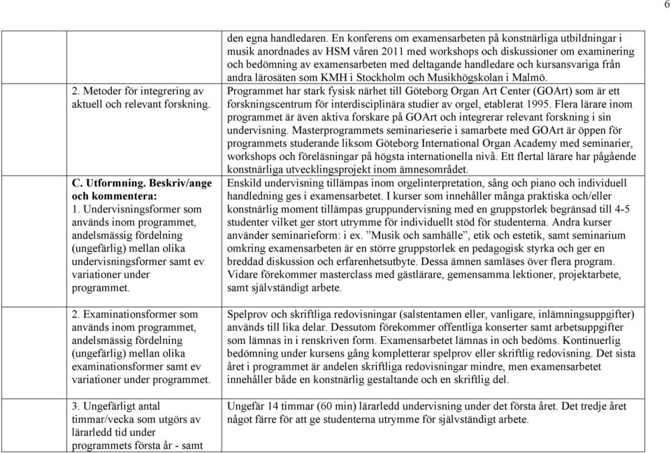 Examinationsformer som används inom programmet, andelsmässig fördelning (ungefärlig) mellan olika examinationsformer samt ev variationer under programmet. 3.