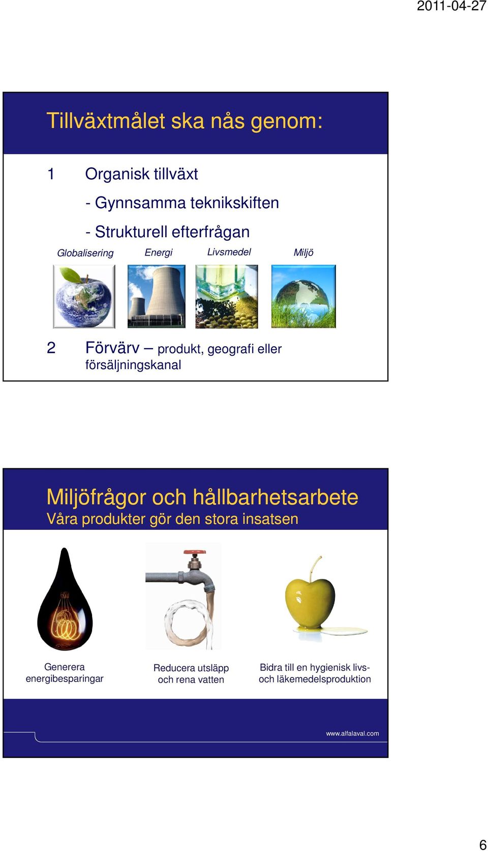 Slide 11 Miljöfrågor och hållbarhetsarbete Våra produkter gör den stora insatsen Generera