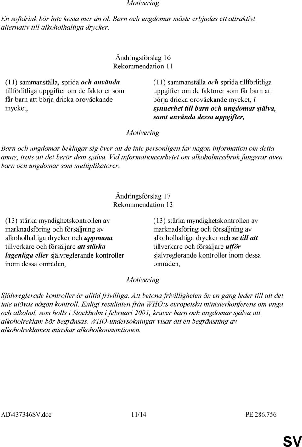 tillförlitliga uppgifter om de faktorer som får barn att börja dricka oroväckande mycket, i synnerhet till barn och ungdomar själva, samt använda dessa uppgifter, Barn och ungdomar beklagar sig över