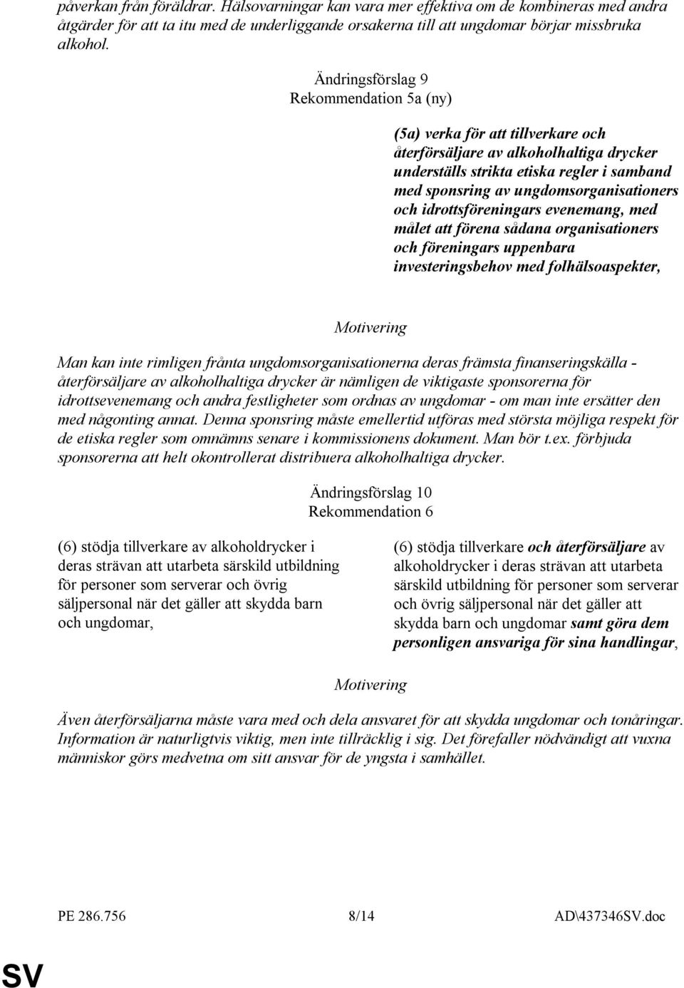 ungdomsorganisationers och idrottsföreningars evenemang, med målet att förena sådana organisationers och föreningars uppenbara investeringsbehov med folhälsoaspekter, Man kan inte rimligen frånta