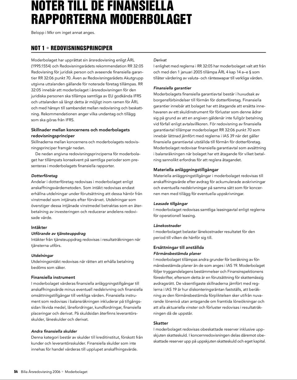 finansiella garantier RR 32:06 punkt 70. Även av Redovisningsrådets Akutgrupp utgivna uttalanden gällande för noterade företag tillämpas.