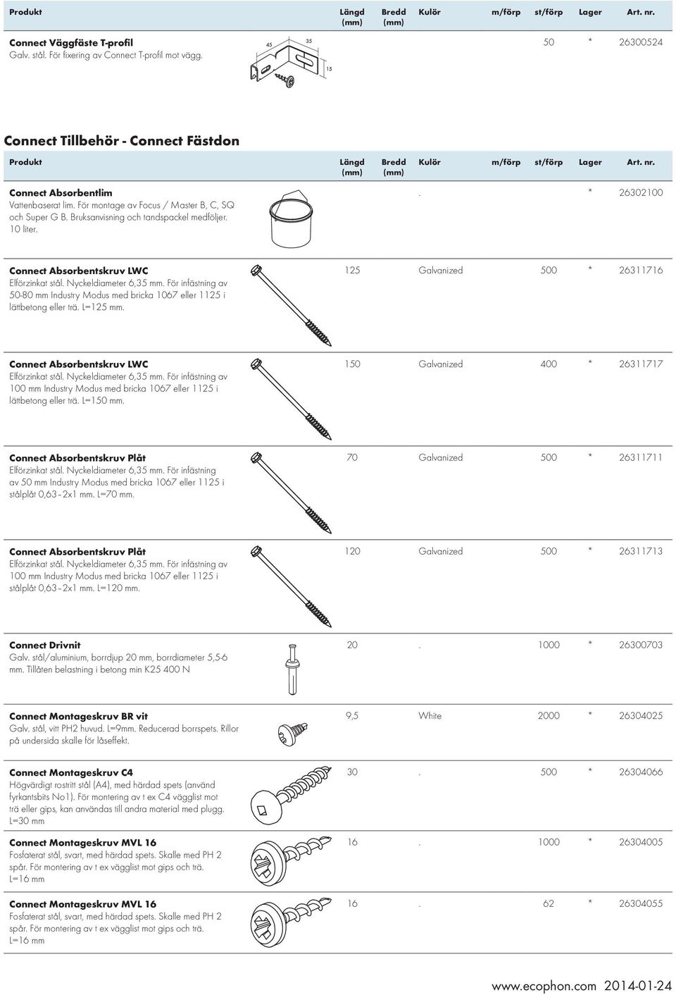 För infästning av 50-80 mm Industry Modus med bricka 1067 eller 1125 i lättbetong eller trä. L=125 mm. 125 Galvanized 500 * 26311716 Connect Absorbentskruv LWC Elförzinkat stål.