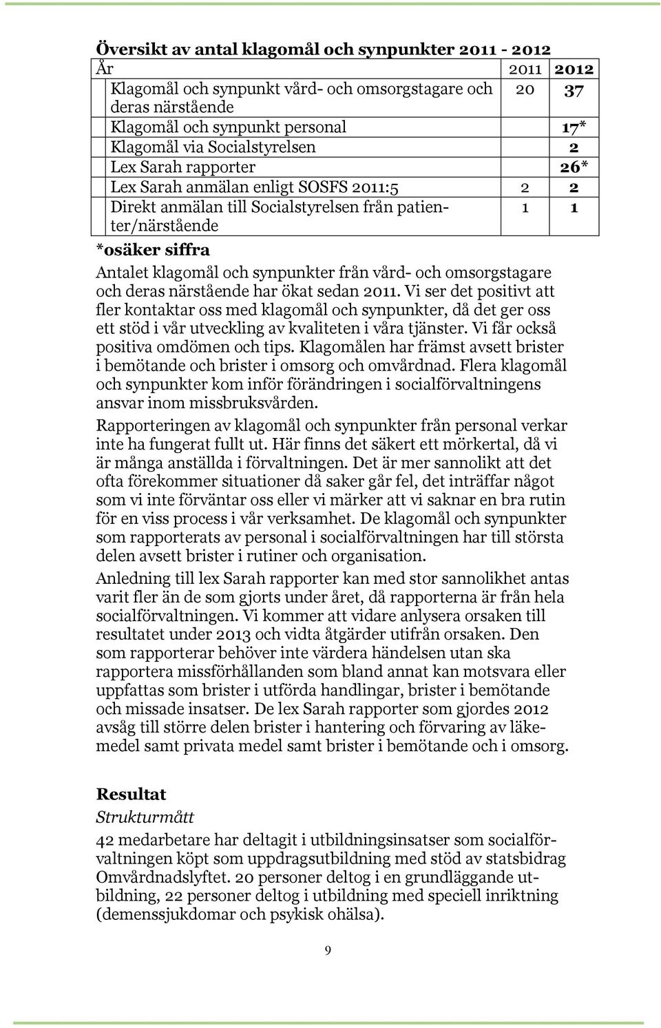 från vård- och omsorgstagare och deras närstående har ökat sedan 2011.