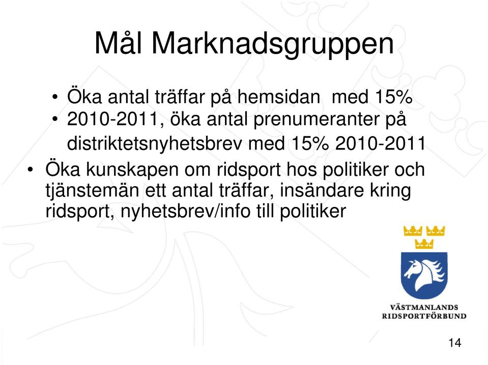 distriktetsnyhetsbrev med 15% 2010-2011 Öka Nivå kunskapen två om ridsport hos politiker