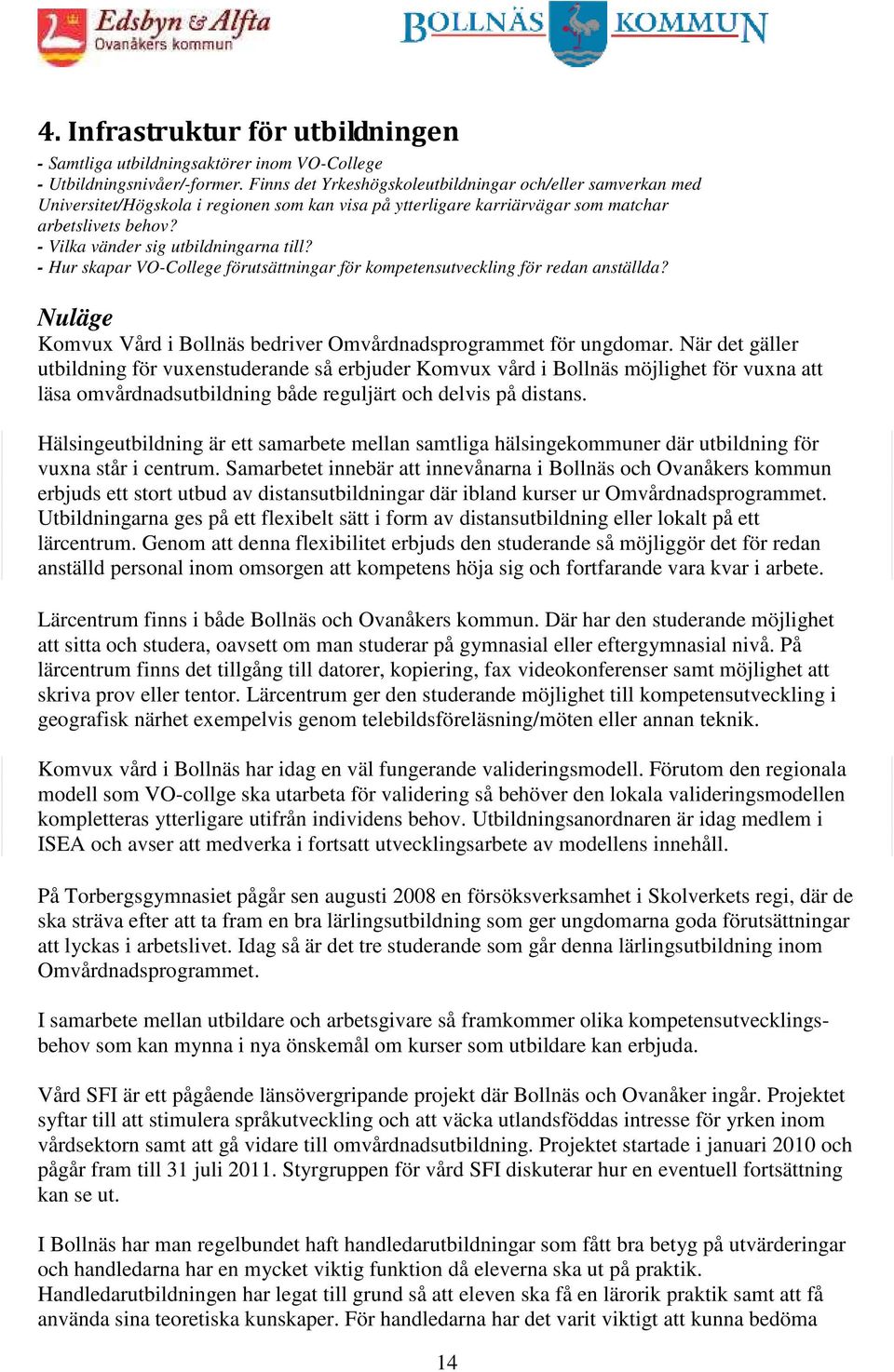 - Vilka vänder sig utbildningarna till? - Hur skapar VO-College förutsättningar för kompetensutveckling för redan anställda? Nuläge Komvux Vård i Bollnäs bedriver Omvårdnadsprogrammet för ungdomar.