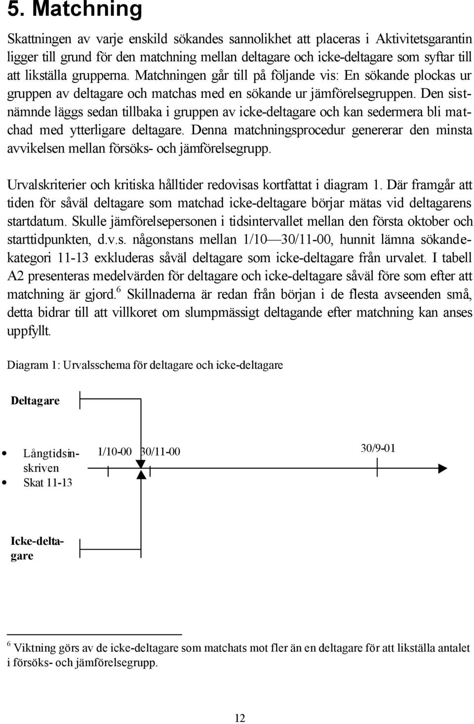 Den sistnämnde läggs sedan tillbaka i gruppen av icke-deltagare och kan sedermera bli matchad med ytterligare deltagare.