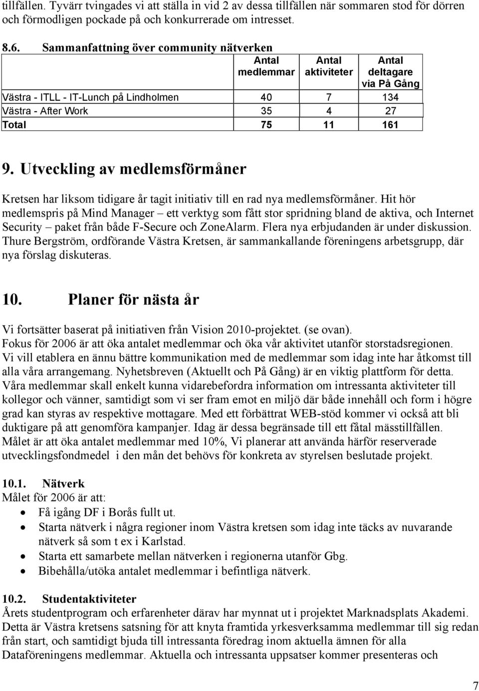 Utveckling av medlemsförmåner Kretsen har liksom tidigare år tagit initiativ till en rad nya medlemsförmåner.