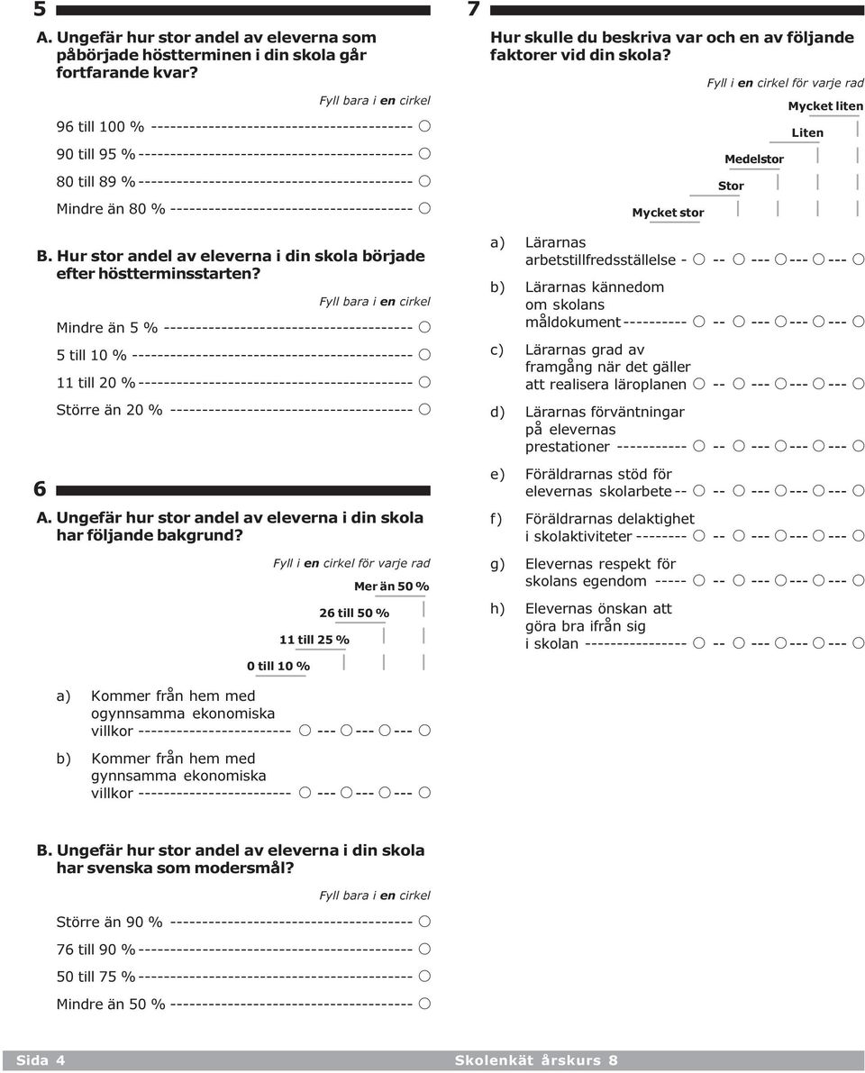 A Mindre än 80 % -------------------------------------- A B. Hur stor andel av eleverna i din skola började efter höstterminsstarten?