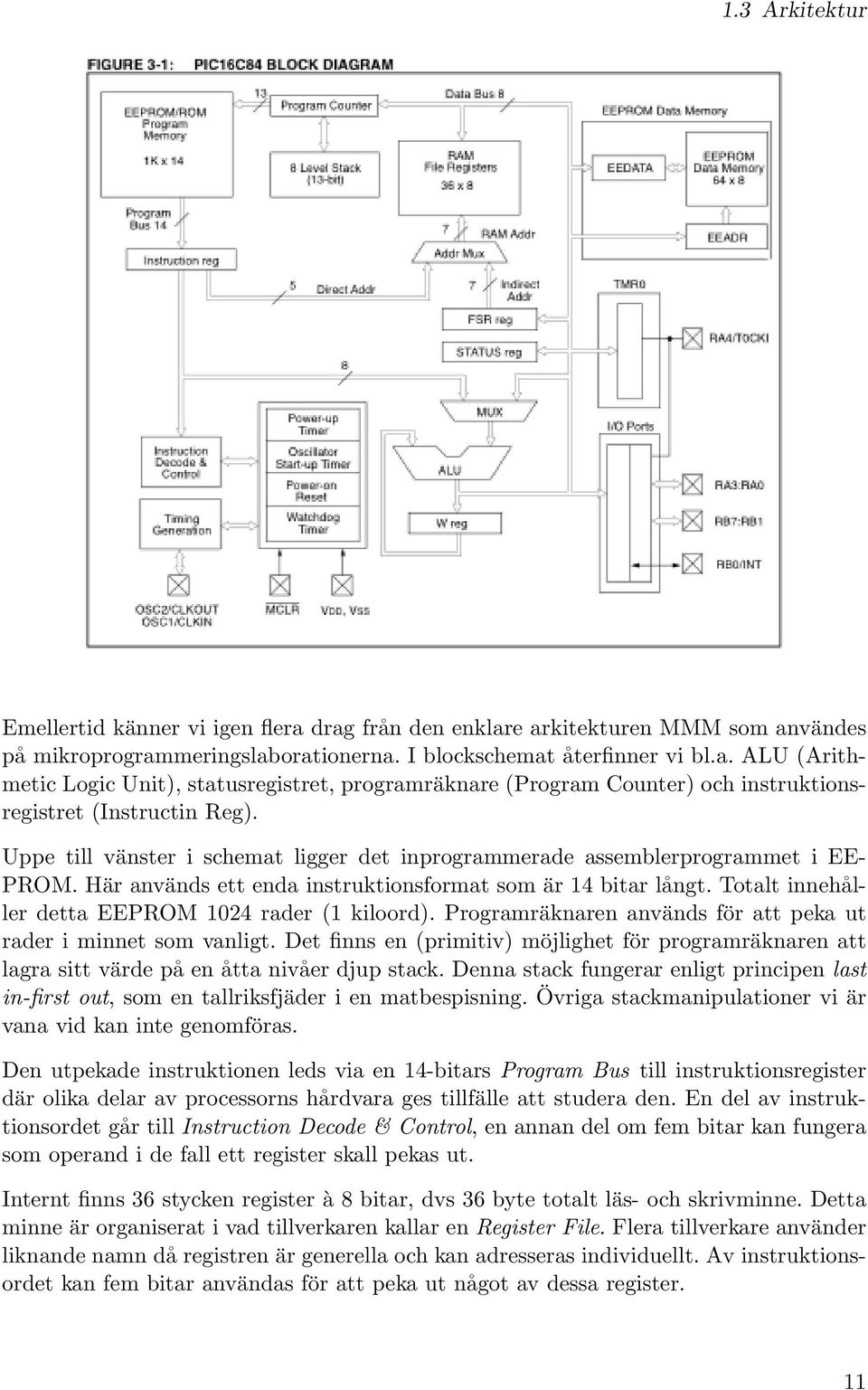 Totalt innehåller detta EEPROM 1024 rader (1 kiloord). Programräknaren används för att peka ut rader i minnet som vanligt.