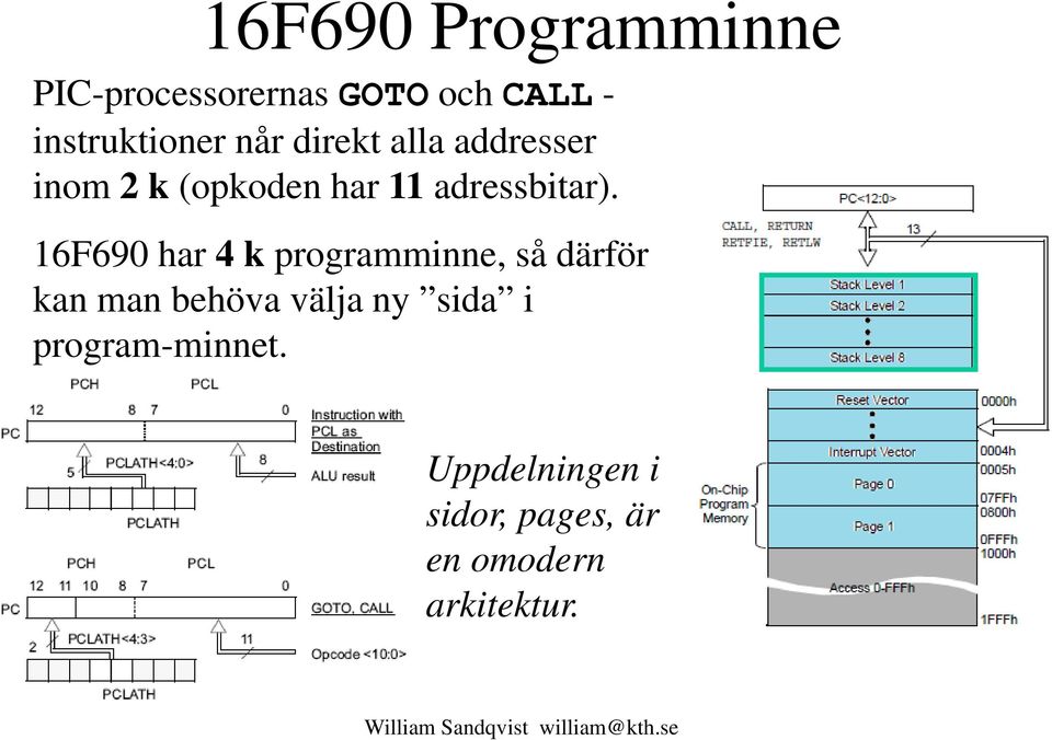 16F690 har 4 k programminne, så därför kan man behöva välja ny sida