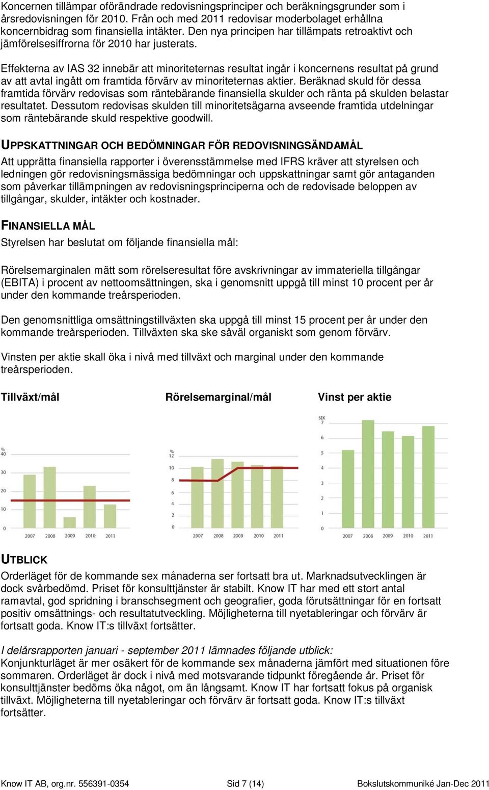 Effekterna av IAS 32 innebär att minoriteternas resultat ingår i koncernens resultat på grund av att avtal ingått om framtida förvärv av minoriteternas aktier.