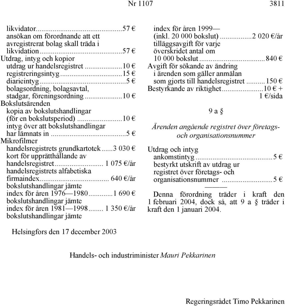 ..5 Mikrofilmer handelsregistrets grundkartotek...3 030 kort för upprätthållande av handelsregistret... 1 075 /år handelsregistrets alfabetiska firmaindex.