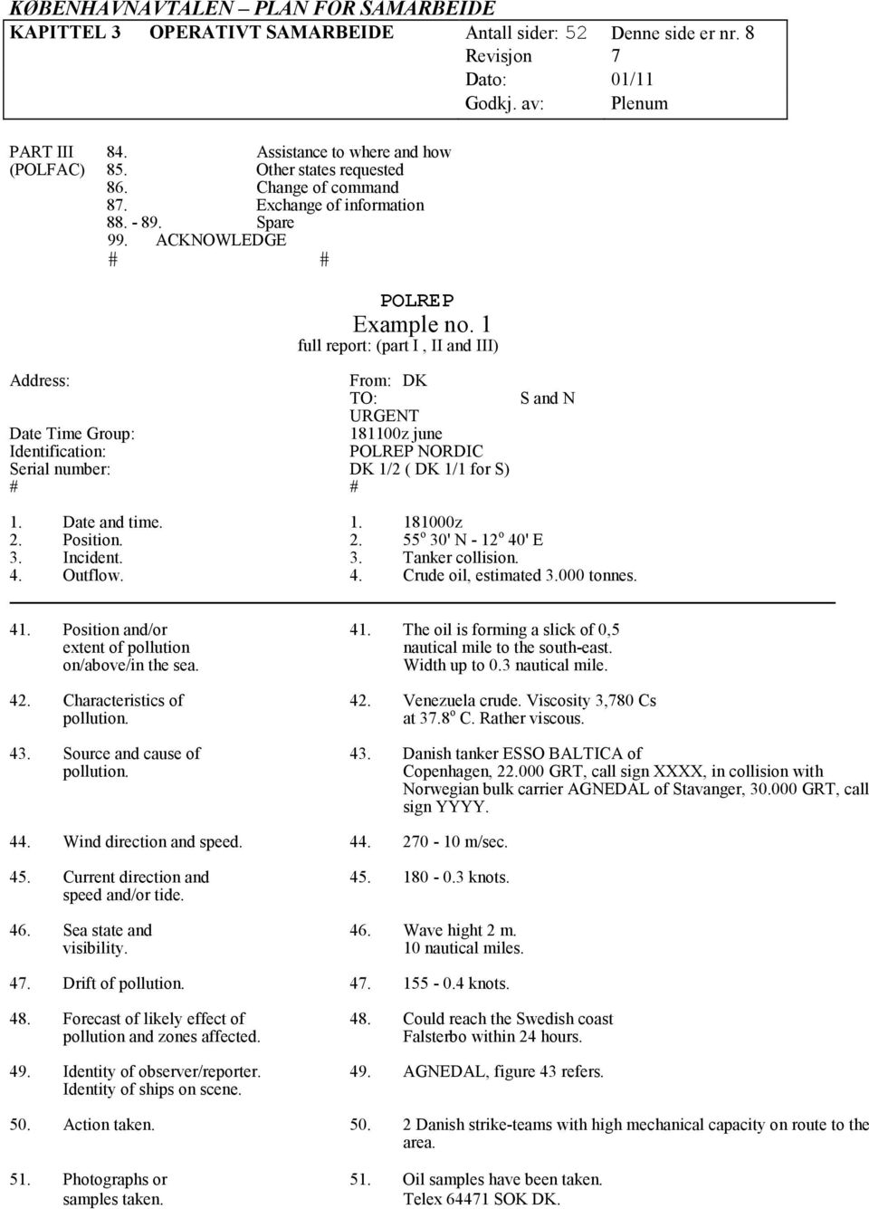 1 full report: (part I, II and III) Address: From: DK TO: URGENT Date Time Group: 181100z june Identification: POLREP NORDIC Serial number: DK 1/2 ( DK 1/1 for S) # # S and N 1. Date and time. 1. 181000z 2.