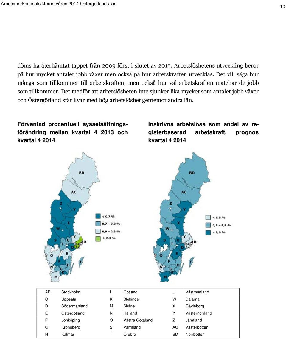 Det medför att arbetslösheten inte sjunker lika mycket som antalet jobb växer och Östergötland står kvar med hög arbetslöshet gentemot andra län.