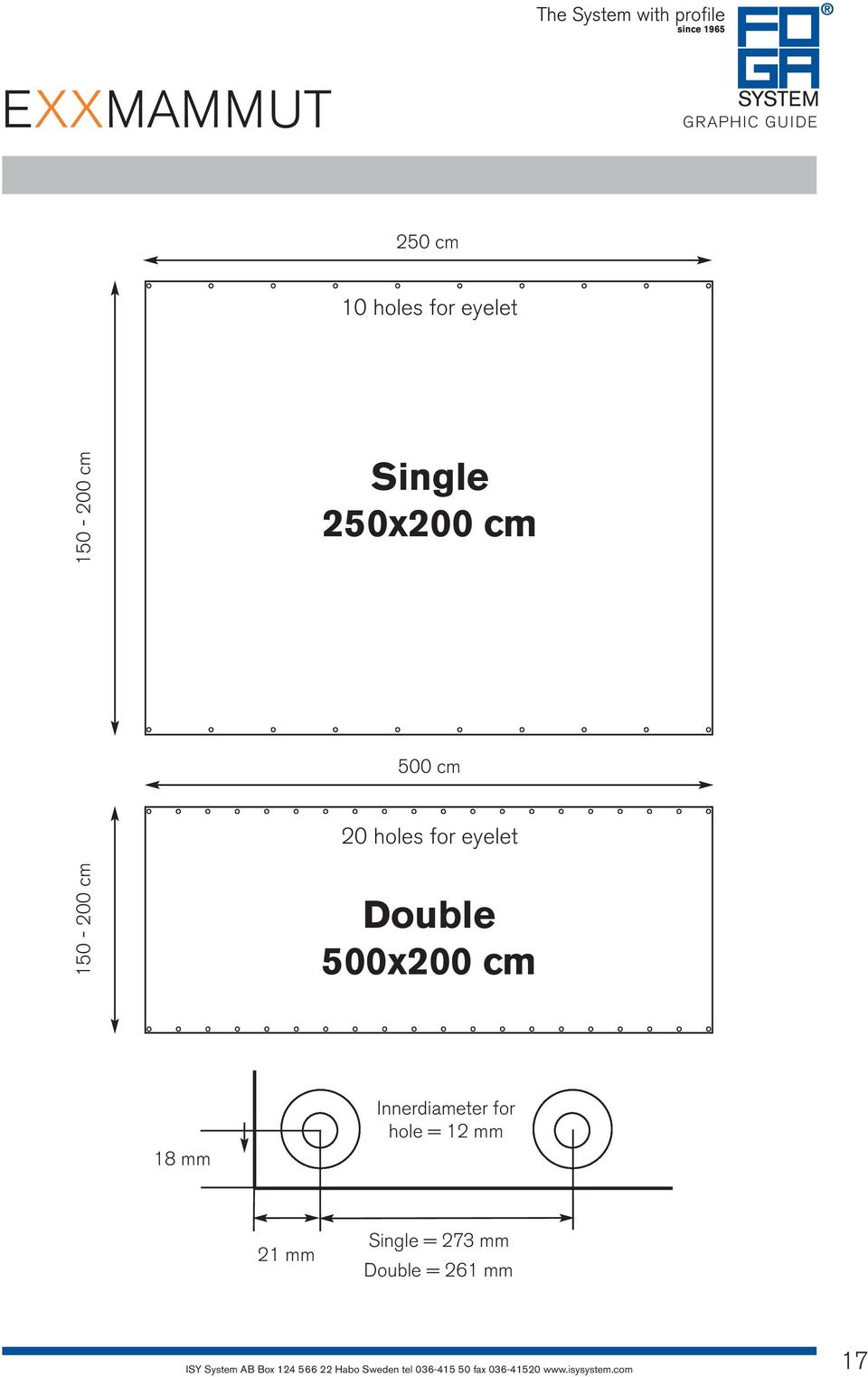 150-200 cm Double 500x200 cm 18 mm Innerdiameter