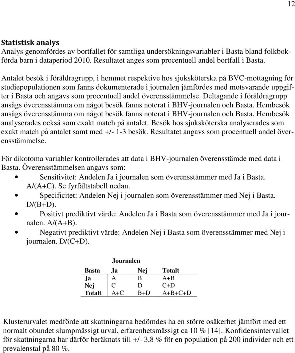 angavs som procentuell andel överensstämmelse. Deltagande i föräldragrupp ansågs överensstämma om något besök fanns noterat i BHV-journalen och Basta.