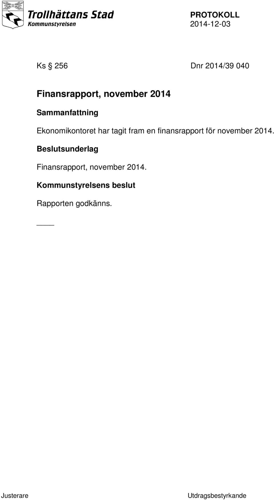 finansrapport för november 2014.