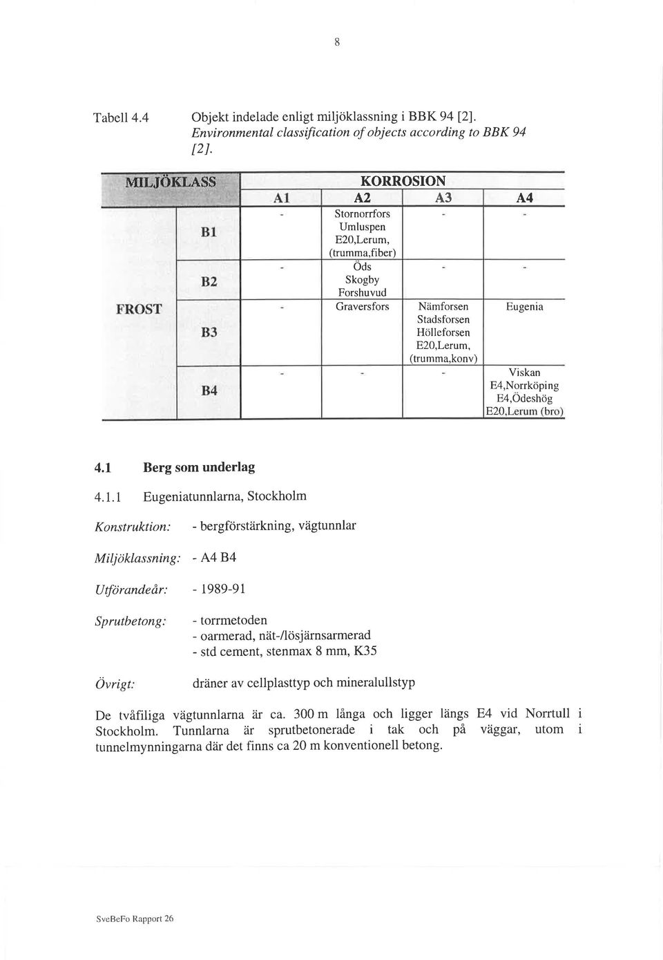 konv) L4 Eugenia Viskan E4,Norrköping E4,Ödeshög 820 4.1 Berg som underlâg 4.