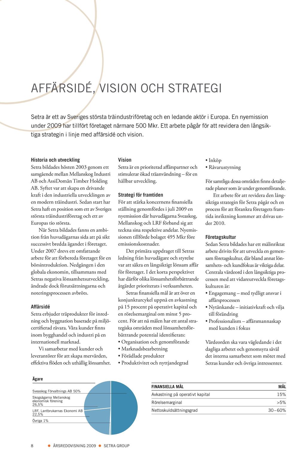 Historia och utveckling Setra bildades hösten 2003 genom ett samgående mellan Mellanskog Industri AB och AssiDomän Timber Holding AB.