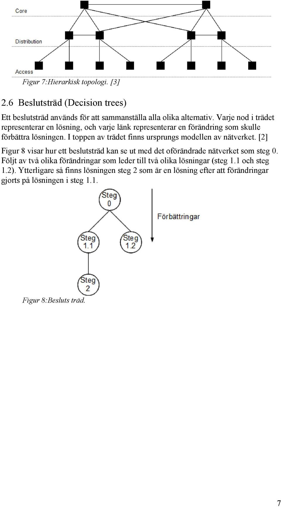 I toppen av trädet finns ursprungs modellen av nätverket. [2] Figur 8 visar hur ett beslutsträd kan se ut med det oförändrade nätverket som steg 0.