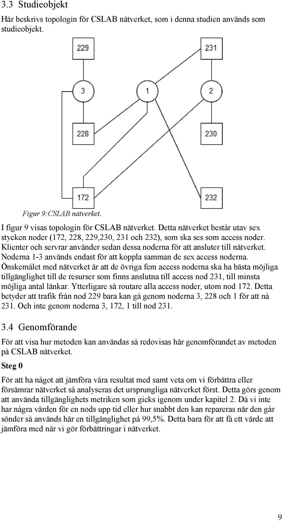 Noderna 1-3 används endast för att koppla samman de sex access noderna.