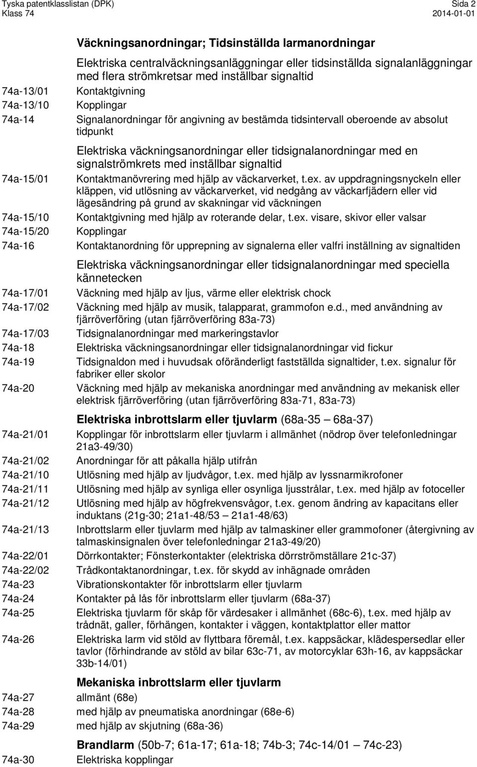 tidsignalanordningar med en signalströmkrets med inställbar signaltid 74a-15/01 Kontaktmanövrering med hjälp av väckarverket, t.ex.