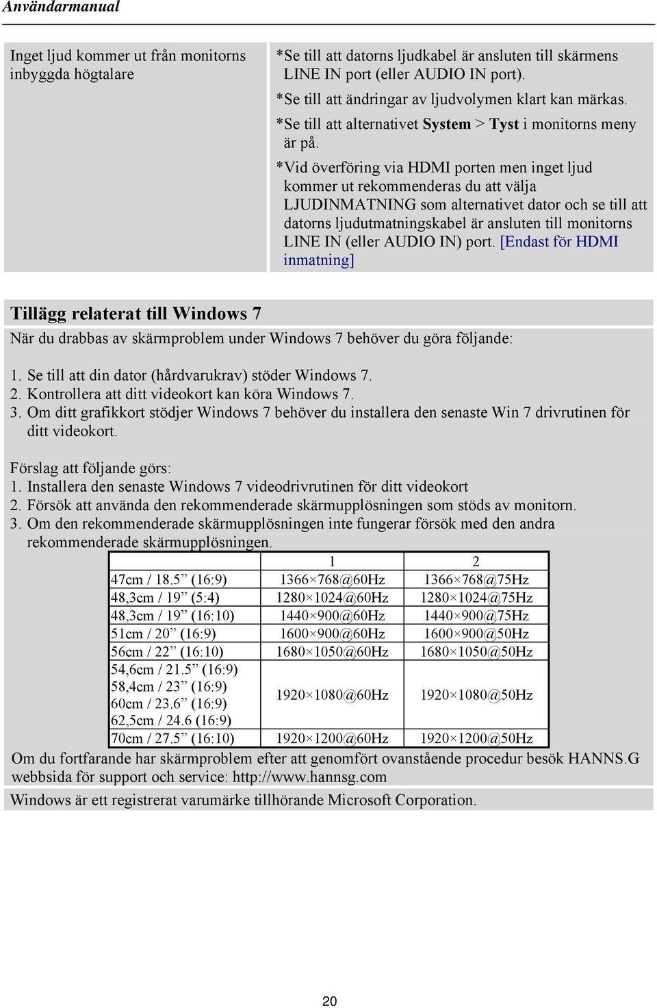 *Vid överföring via HDMI porten men inget ljud kommer ut rekommenderas du att välja LJUDINMATNING som alternativet dator och se till att datorns ljudutmatningskabel är ansluten till monitorns LINE IN