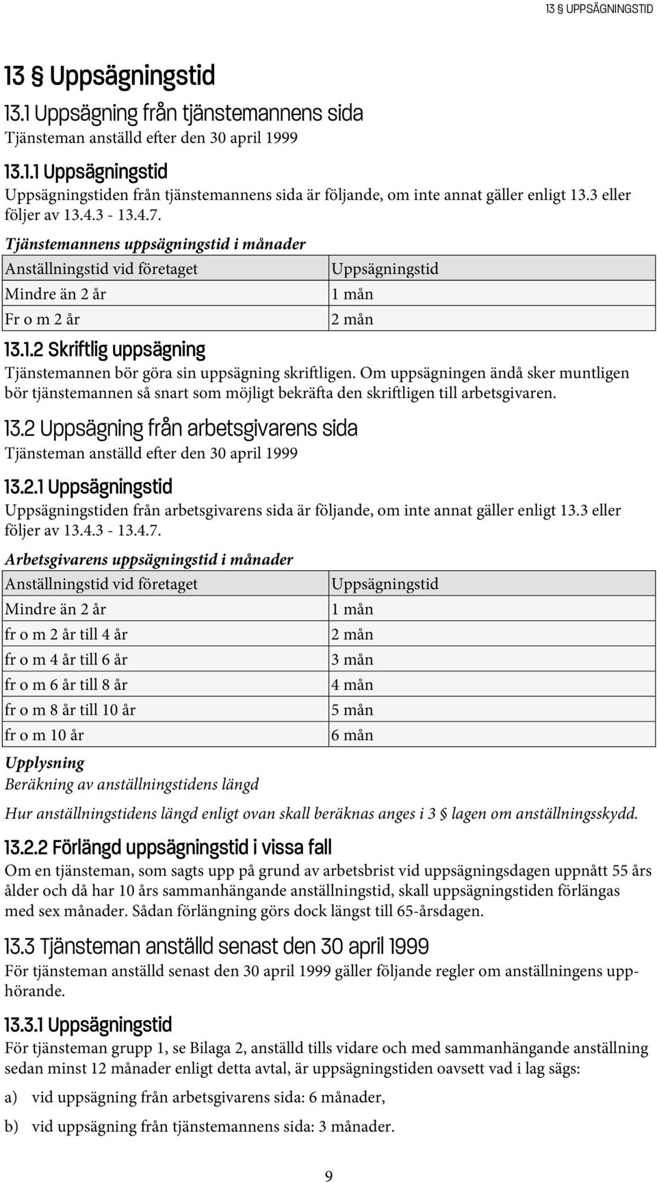 Om uppsägningen ändå sker muntligen bör tjänstemannen så snart som möjligt bekrä a den skri ligen till arbetsgivaren. 13.