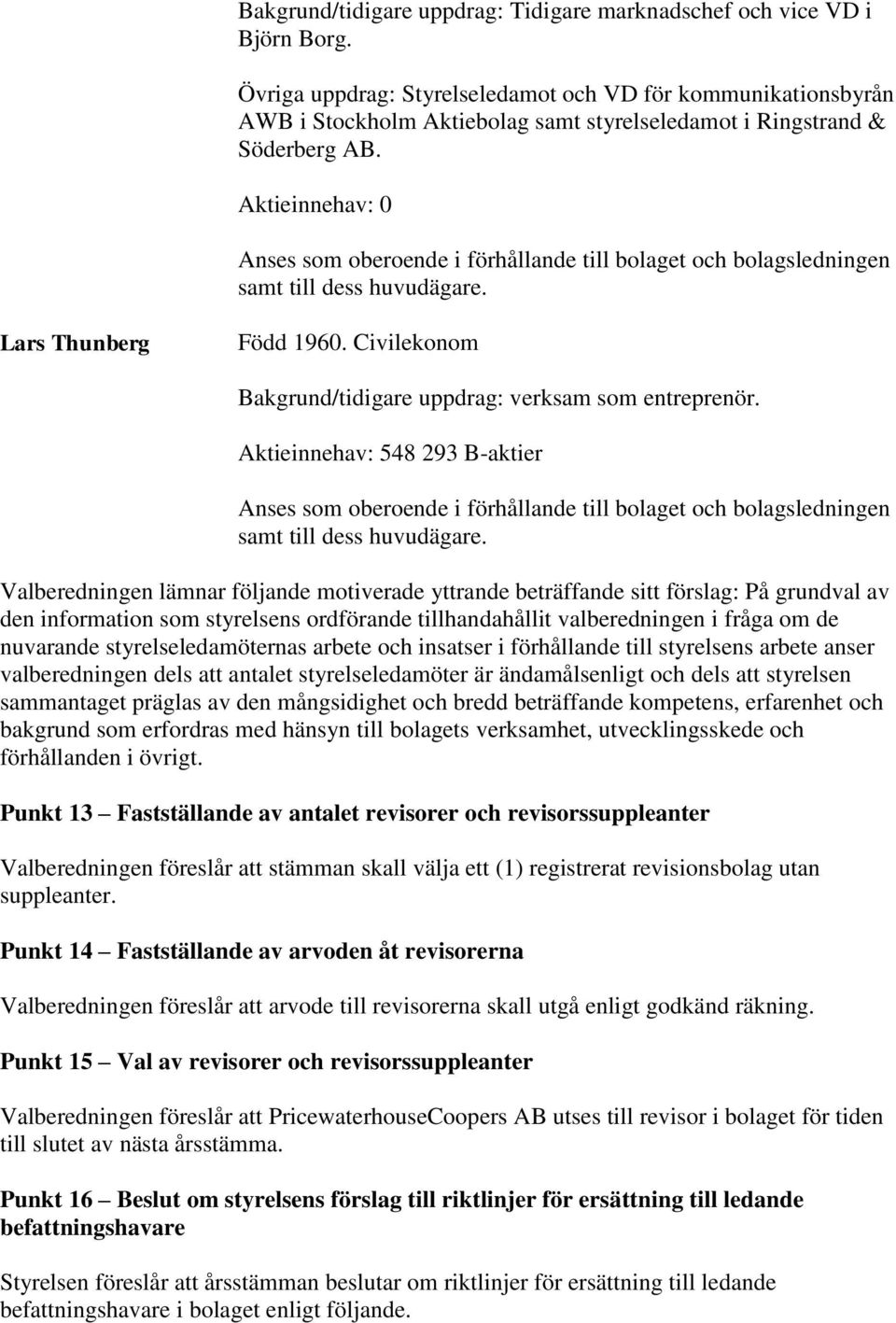 Civilekonom Bakgrund/tidigare uppdrag: verksam som entreprenör.