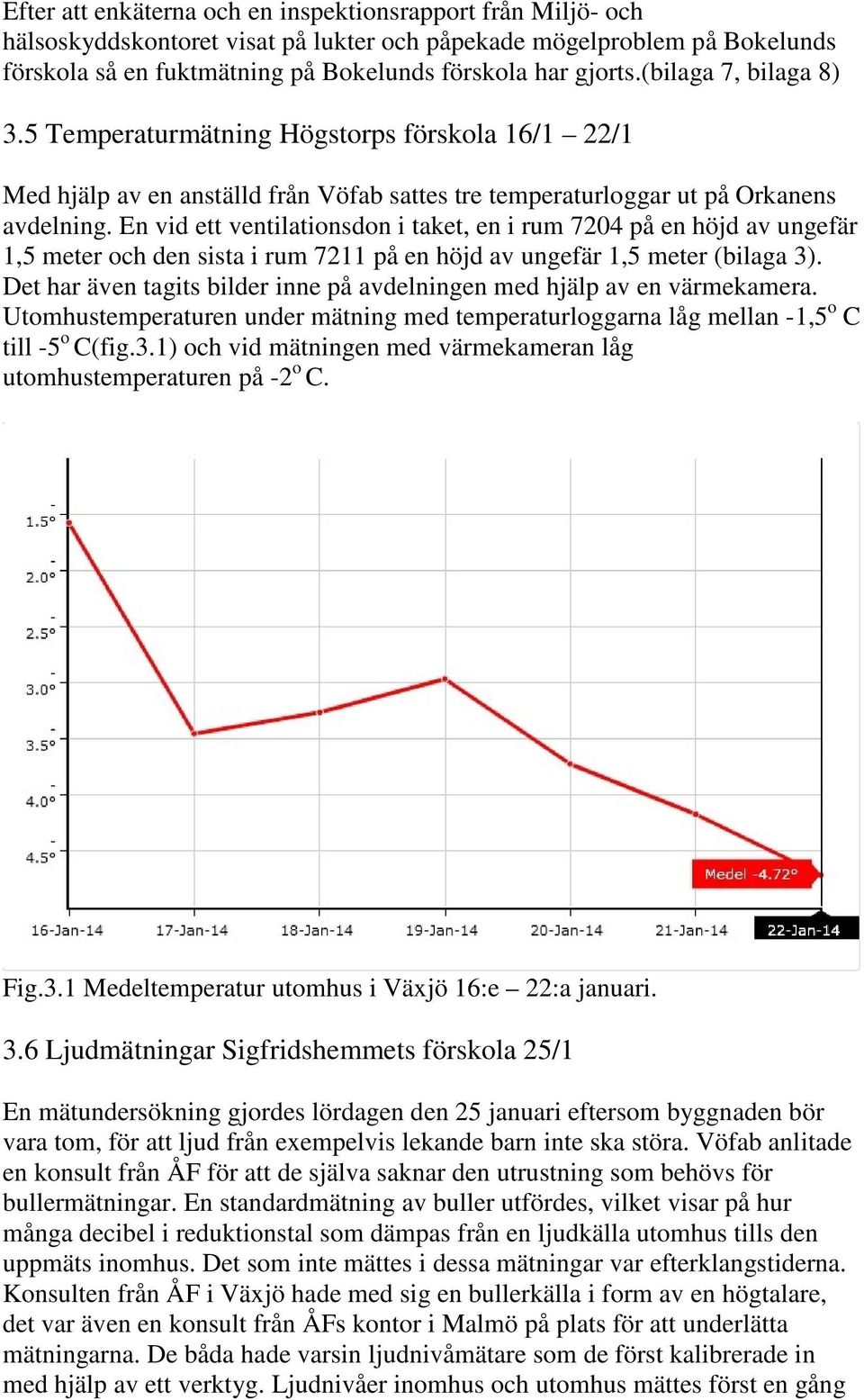 En vid ett ventilationsdon i taket, en i rum 7204 på en höjd av ungefär 1,5 meter och den sista i rum 7211 på en höjd av ungefär 1,5 meter (bilaga 3).