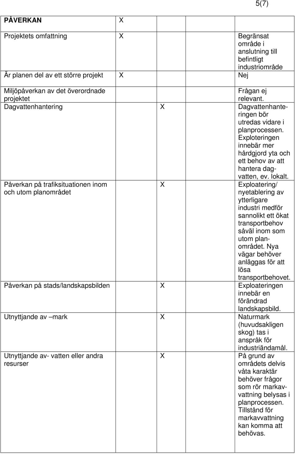 Påverkan på trafiksituationen inom och utom planområdet Exploatering/ nyetablering av ytterligare industri medför sannolikt ett ökat transportbehov såväl inom som utom planområdet.