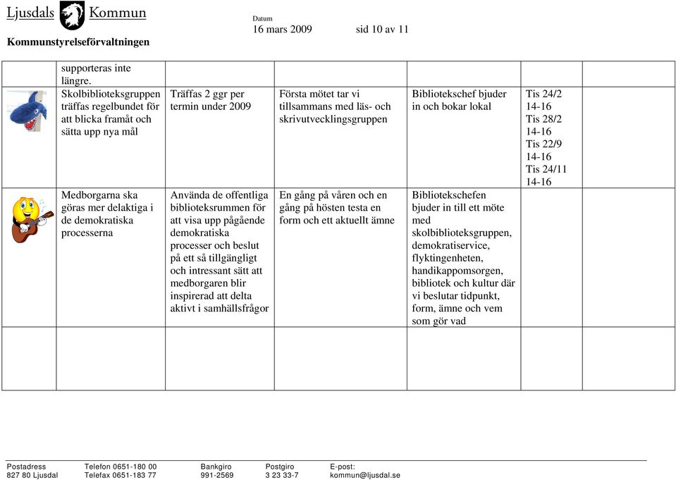 offentliga biblioteksrummen för att visa upp pågående demokratiska processer och beslut på ett så tillgängligt och intressant sätt att medborgaren blir inspirerad att delta aktivt i samhällsfrågor