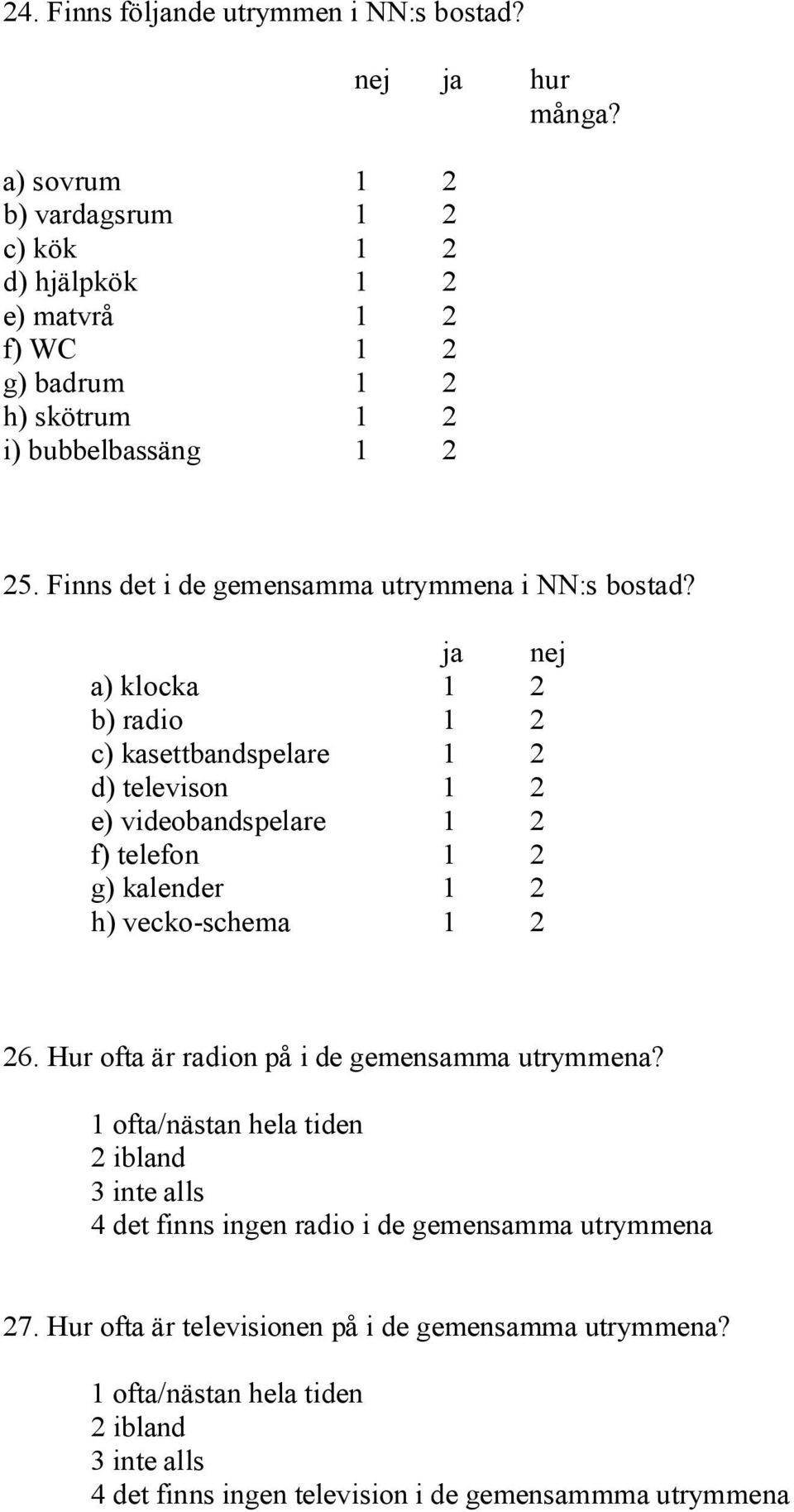 Finns det i de gemensamma utrymmena i NN:s bostad?