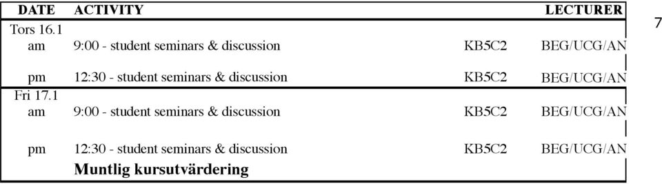 12:30 - student seminars & discussion KB5C2 BEG/UCG/AN Fri 17.