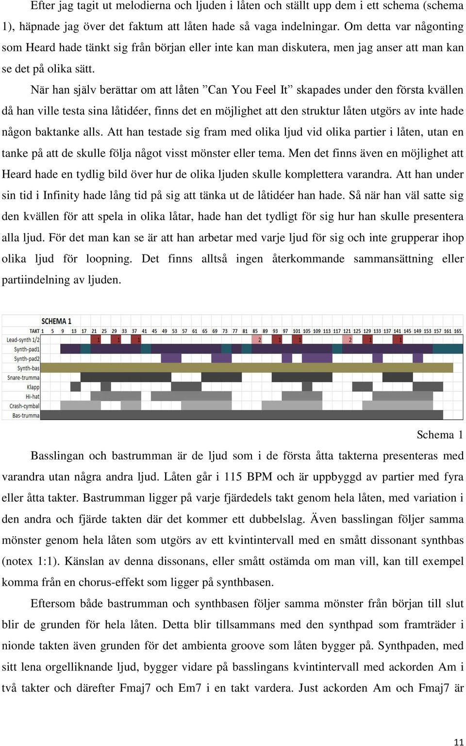 När han själv berättar om att låten Can You Feel It skapades under den första kvällen då han ville testa sina låtidéer, finns det en möjlighet att den struktur låten utgörs av inte hade någon