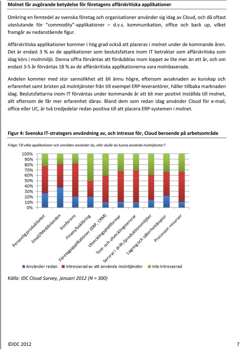 Affärskritiska applikationer kommer i hög grad också att placeras i molnet under de kommande åren.