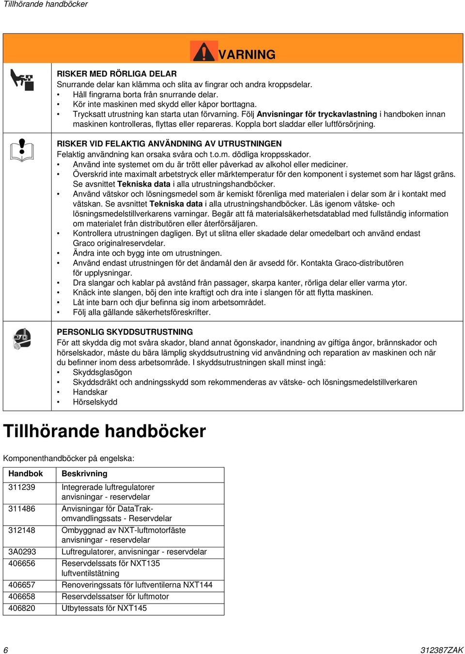 Följ Anvisningar för tryckavlastning i handboken innan maskinen kontrolleras, flyttas eller repareras. Koppla bort sladdar eller luftförsörjning.