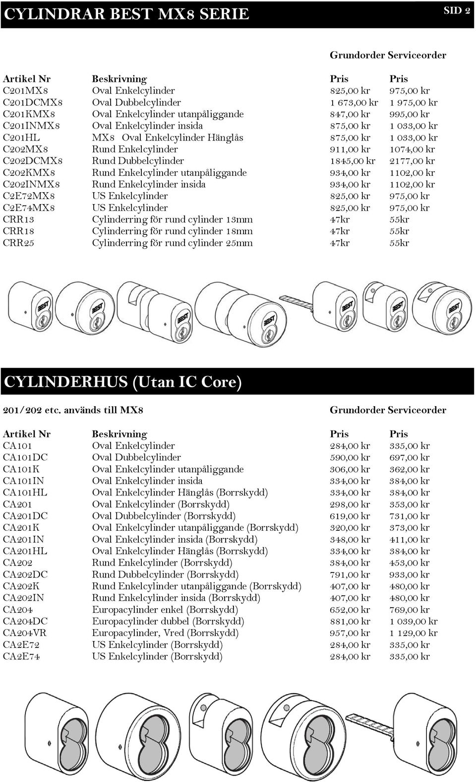 911,00 kr 1074,00 kr C202DCMX8 Rund Dubbelcylinder 1845,00 kr 2177,00 kr C202KMX8 Rund Enkelcylinder utanpåliggande 934,00 kr 1102,00 kr C202INMX8 Rund Enkelcylinder insida 934,00 kr 1102,00 kr