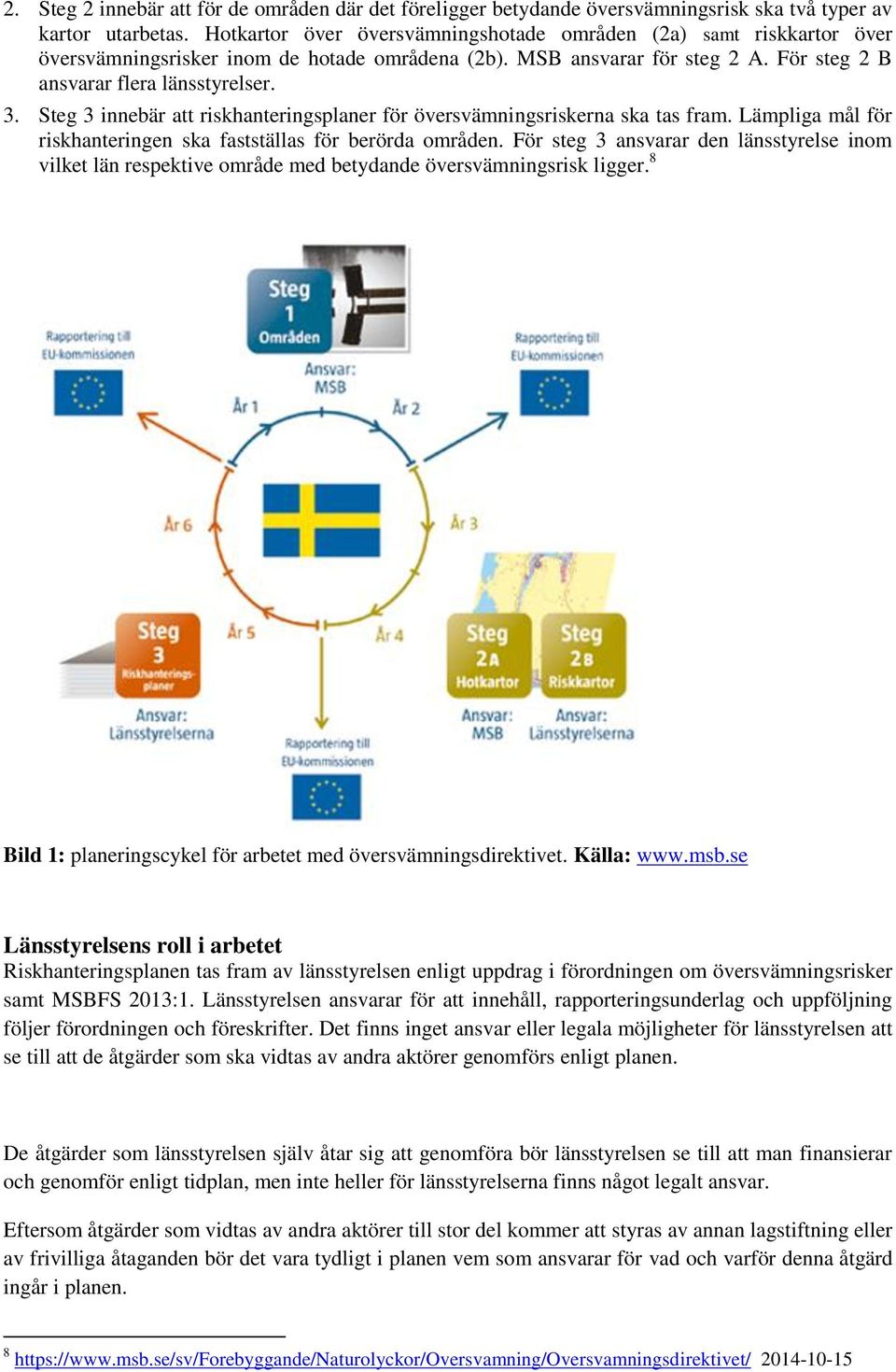 Steg 3 innebär att riskhanteringsplaner för sriskerna ska tas fram. Lämpliga mål för riskhanteringen ska fastställas för berörda områden.