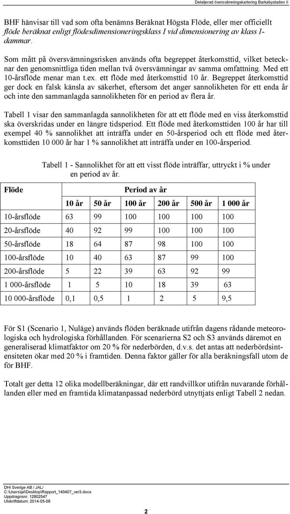 ett flöde med återkomsttid 10 år.